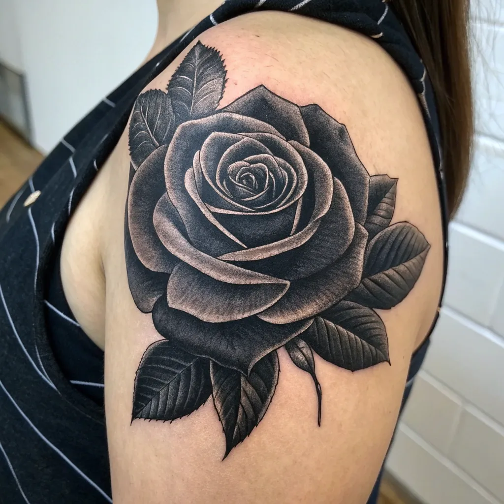 Black rose tattoo design