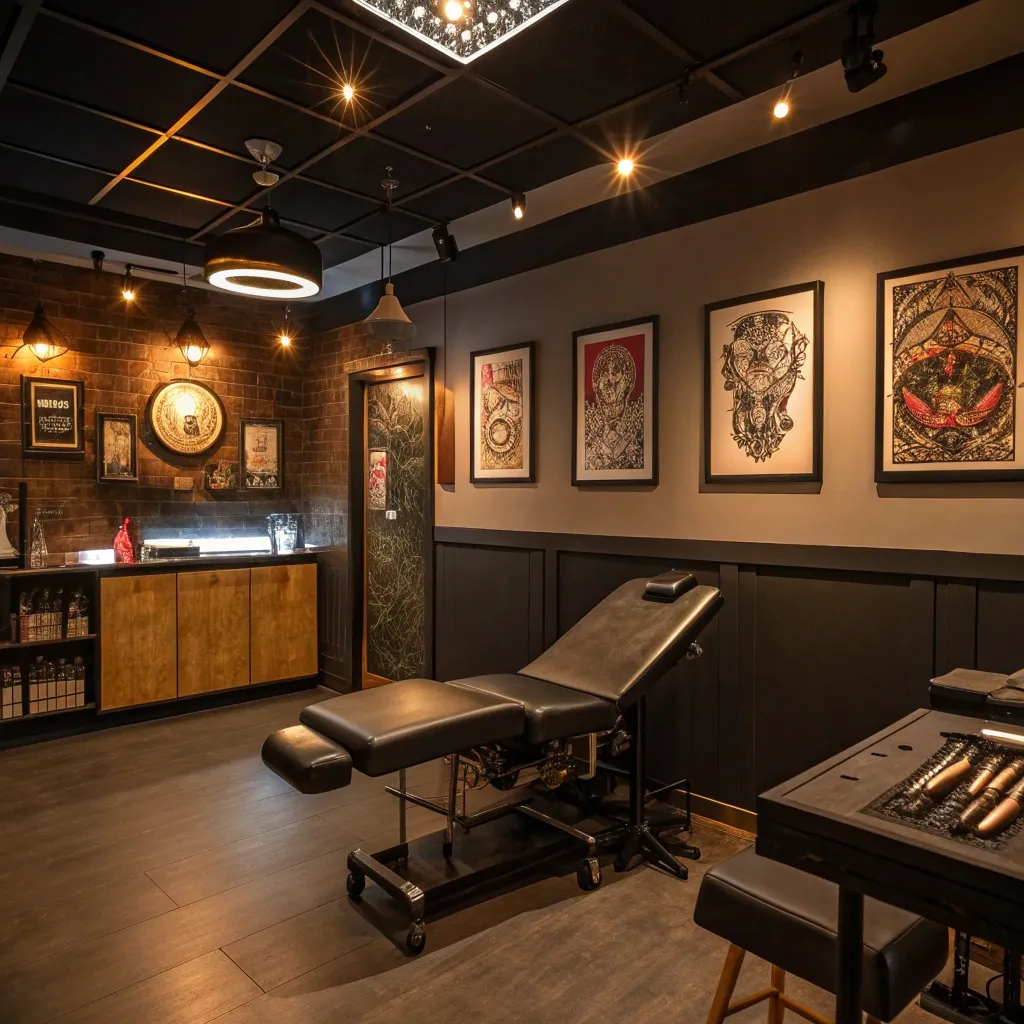 Professional interior design of PYRONLAVIA Tattoo Parlor